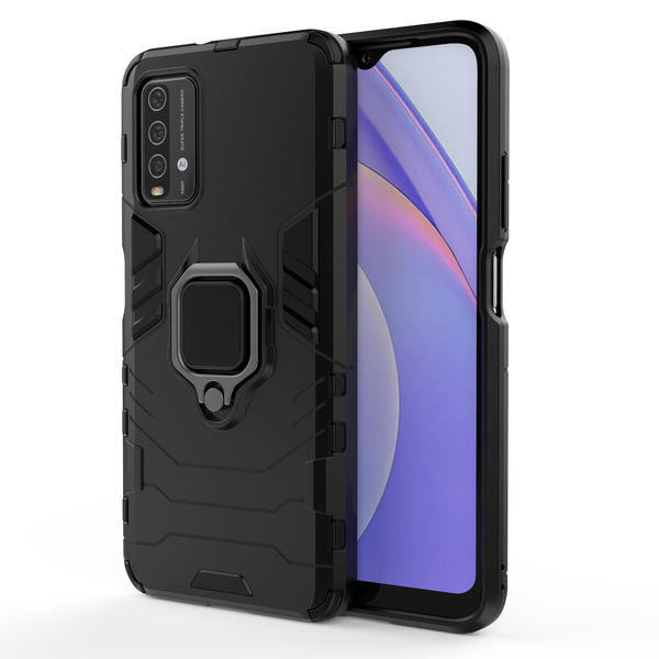 CellTime Xiaomi Redmi 9T Shockproof Black Panther Magnetic Ring Stand Cover