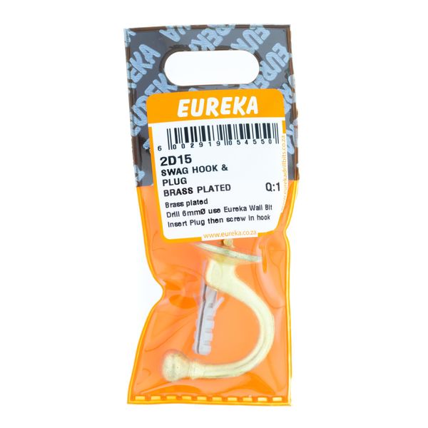 EUREKA Swag Hook &amp; Plug Brass Plated Q:1 2D15