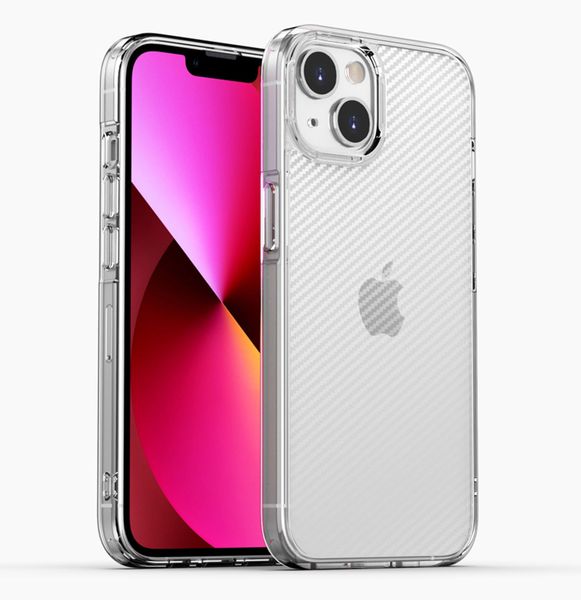 Carbon Crystal Case &amp; Tempered Glass for iPhone 13 Pro Max - Transparent