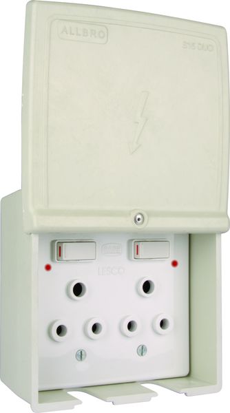 ALLBRO, Weatherproof 4x4 Box complete with Double Plug Socket