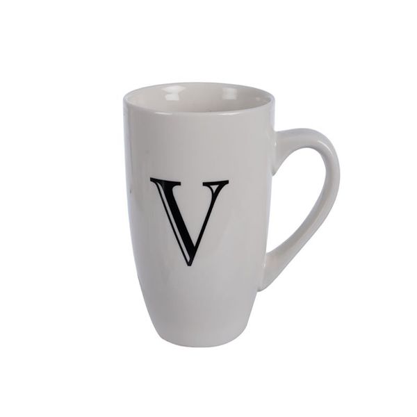 Kitchen Accessories - Mug - Letter 'V' - Ceramic - White
