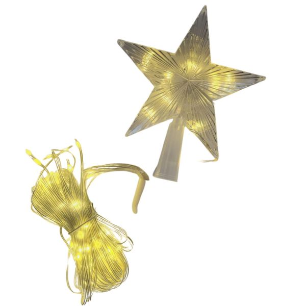 Christmas Tree Lights Waterfall Lights Star with Topper USB 198 LED - White