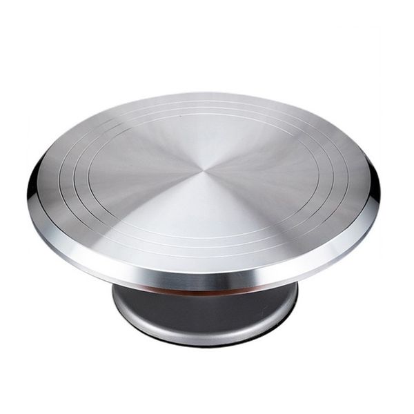 35cm Non-Slip Rotating Cake Decorating Turntable Display Stand - Silver