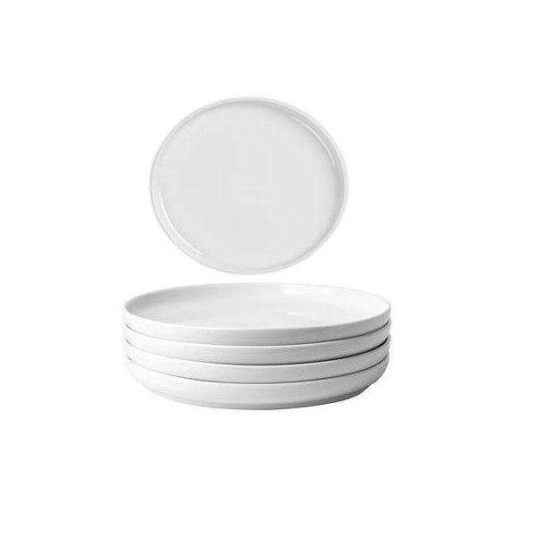 White Ceramic Round Pack Dinner Plates with Lip