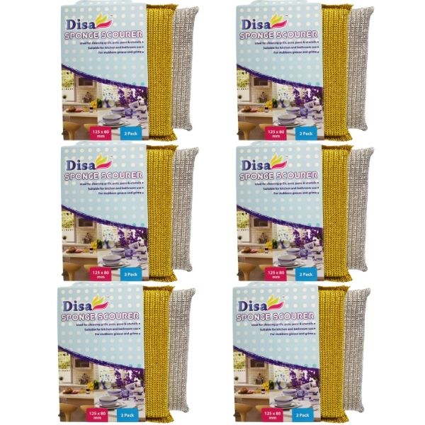 Disa - Cleaning Sponge Scourers - Bulk Pack of 6