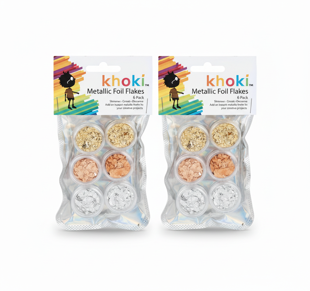 Art+Craft Metallic Foil Flakes - 6 Piece Set for DIY and Crafts - 2 Pack