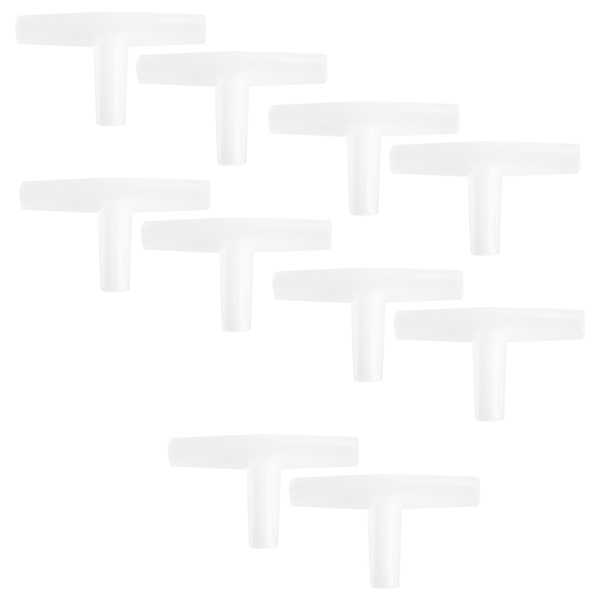 Plastic Tee Shape Aquarium 3-Way Air Valve Connectors 10 Pcs White