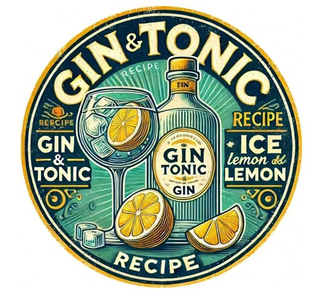 Round Gin and Tonic Vintage Bar Sign 20cm