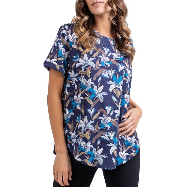 HBW081 Easy Floral Ss Tee - NavyFloral