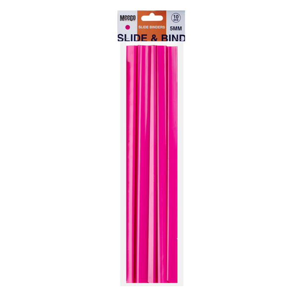 Meeco Slide Binders, 5mm, Neon Pink, 10pcs/Pack 2 Packs - 20 Binders