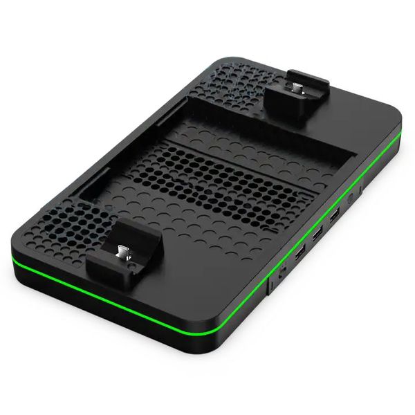 Vertical charging station with cooling fan for xboxone series console