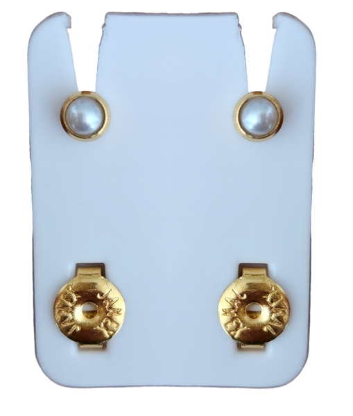 24 Carat Gold Plated Pearl Gem Stud Earrings Virtucon Collection