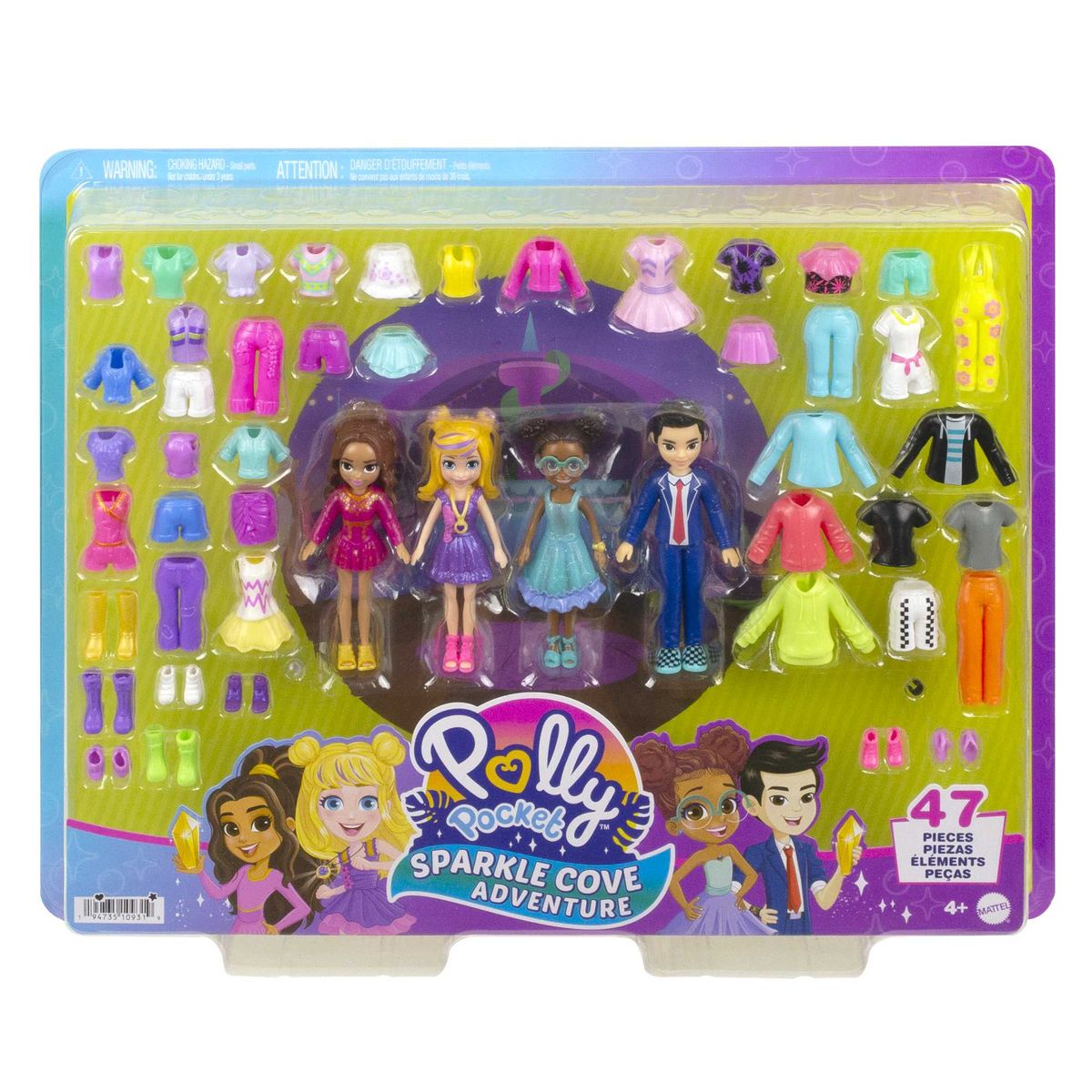 Polly Pocket Sparkle Cove Adventure Fashion Pack Playset With 4 Doll ...