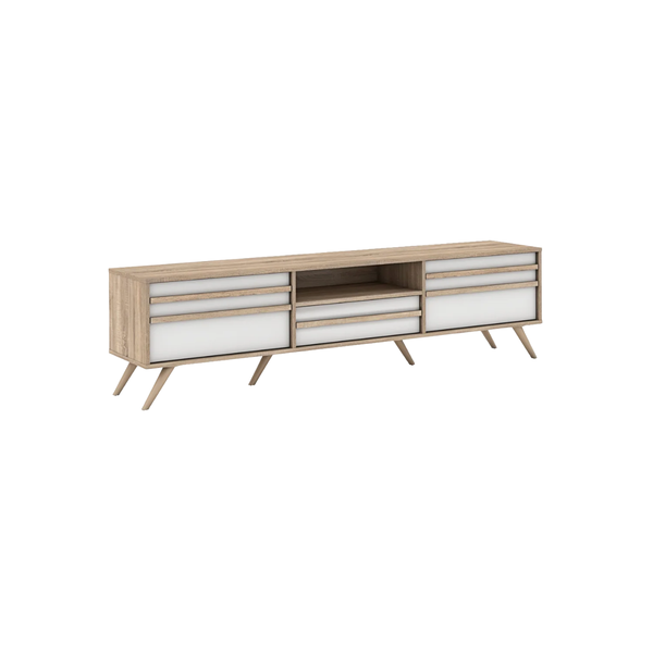 Light Oak - Walnut 2 Door 1 Drawer TV Unit -n180cm