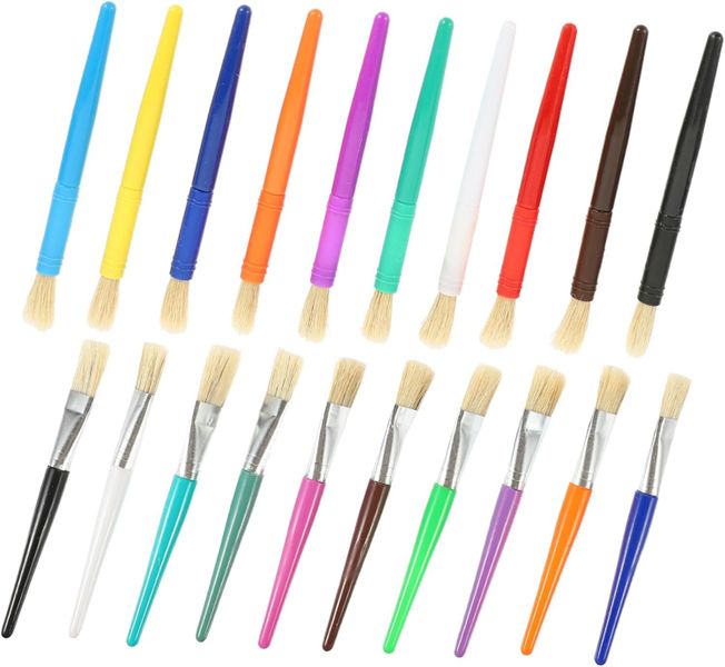 20pcs Boys and Girls Watercolor Painting Brush Set Plastic Handle Oil