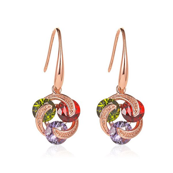 Elegant Tricolor Flower Earrings, Alloy Drop and Dangle Earrings