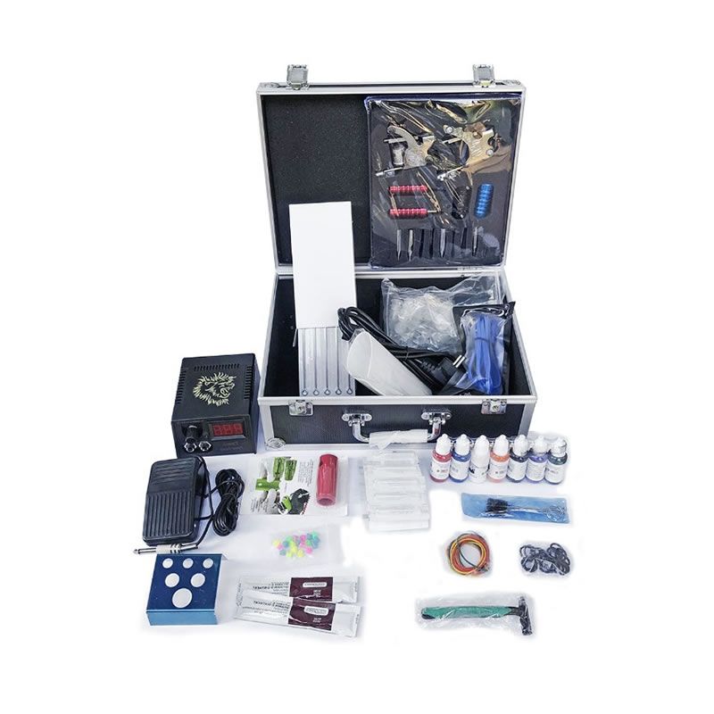 Professional Complete Two Gun Tattoo Kit with Lockable Aluminum Case