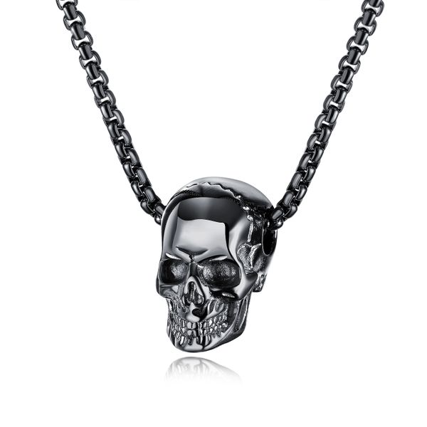 Men's Black 3D Skull Necklace (NL-GX1513-BK)