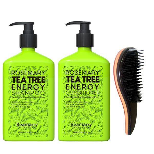 Beamarry Rosemary Tea Tree Energy Kit 380ml + S -Shaped Detangling Brush