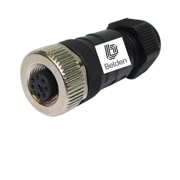 RKC 8/9 M12 A-Coded 8-Pole Female Straight Connector, PG9, IP67