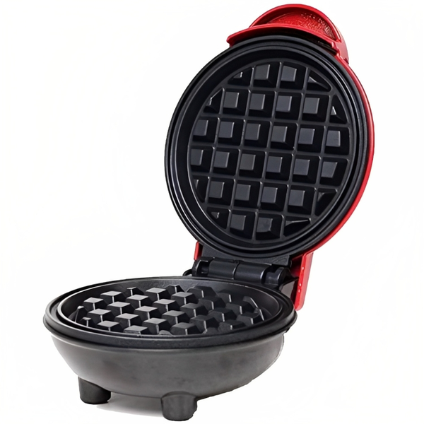 Mini Non-Stick Stainless Steel Red, Black Round Waffle &amp; Pancake Maker