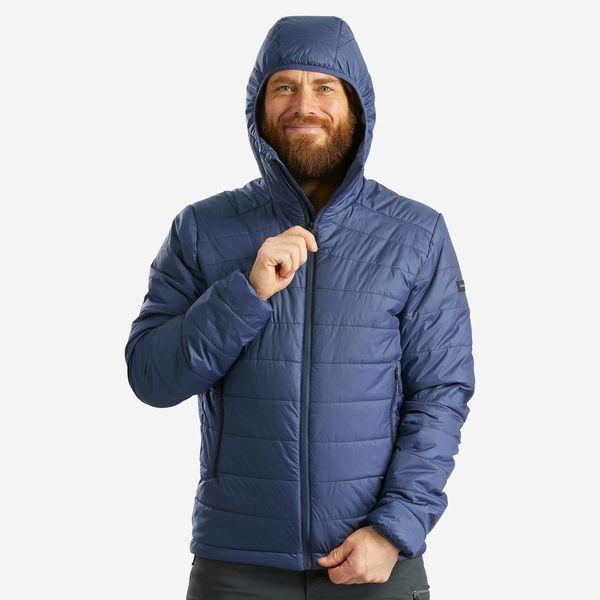Forclaz Men's Synthetic Mountain Trekking Hooded Padded Jacket - Mt100 - 5 C - Blue