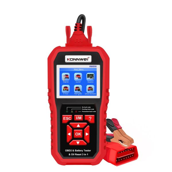 KONNWEI KW890 Car OBDII Dianostic Tool &amp; Car Battery Tester 3 in 1