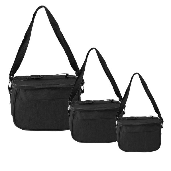3 Piece Thermal Insulated Storage Lunch Bag Set with Handle-Black
