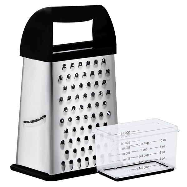 4-Sided Food Grater With Container,BPA-Free Stainless Steel Box Graters