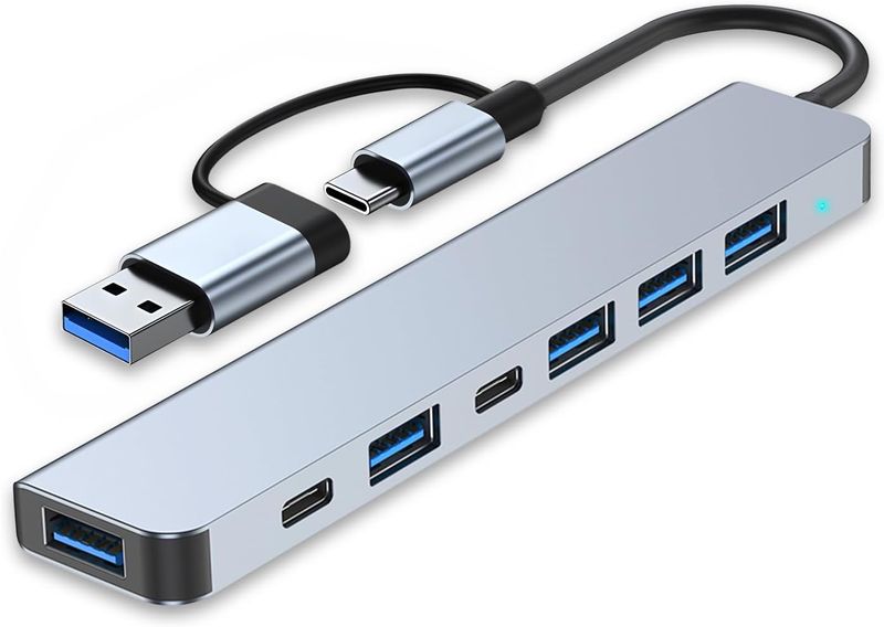 USB Hub USB-C Hub 3.0 Multiport Adapter Aluminum 7 in 1 USB Extender
