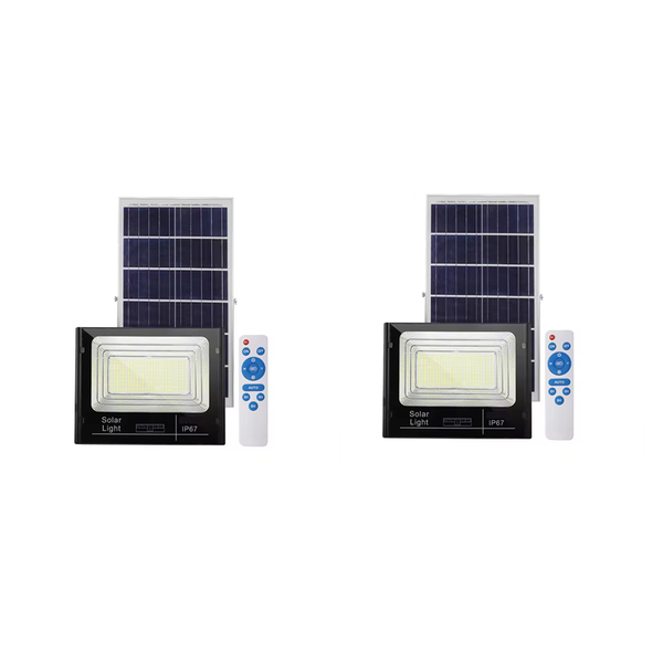Set of 2 50W Outdoor Remote Waterproof Solar LED Light