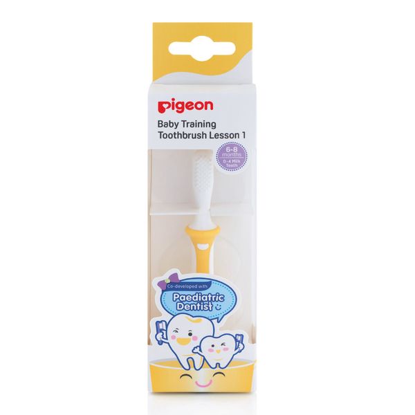 Pigeon Infant Training Toothbrush Lesson 1 6-8m Yellow