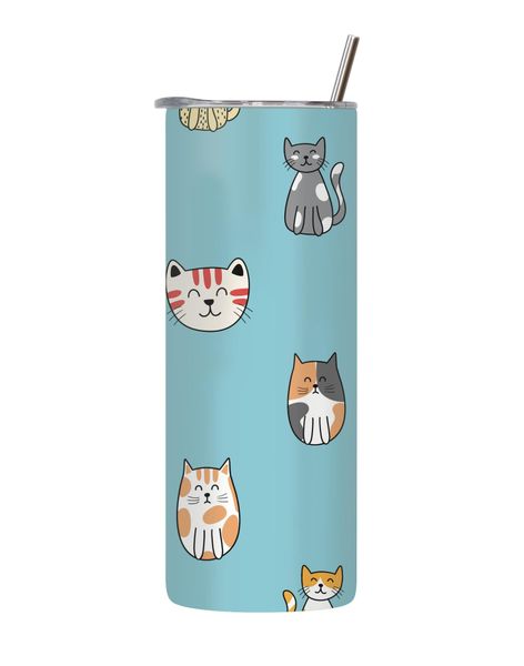 Comic Feline 20 Oz Tumbler Lid Straw Cat Lovers Graphic Gift 136