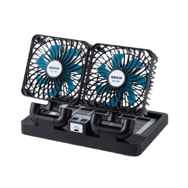 Dual Head Solar Powered Car electric fan with 3 adjustable levels