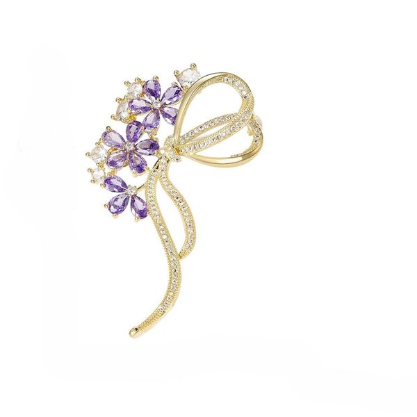 Amethyst Bow Brooch