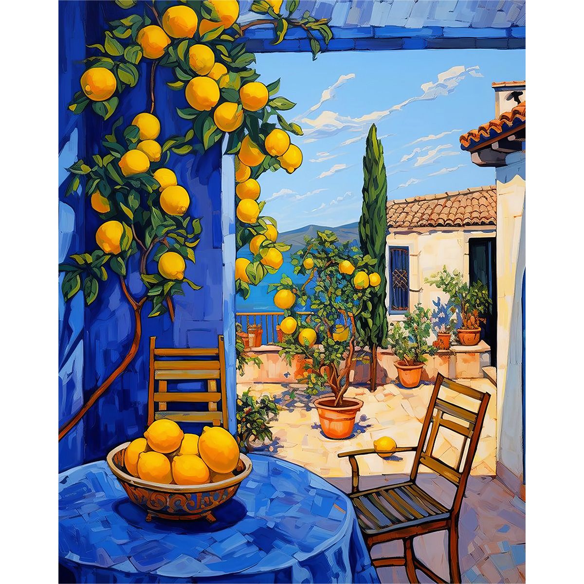 Artikon Paint By Numbers DIY 40cmx50cmx2cm - Lemon Tree in Blue
