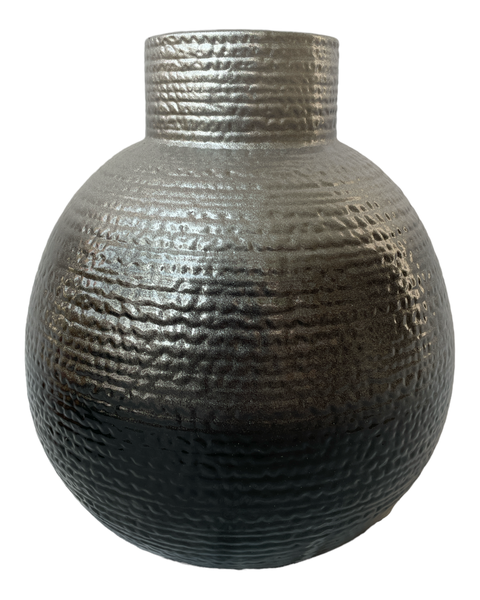 Ceramic Décor Essential - TEXTURED VASE SILVER OMBRE