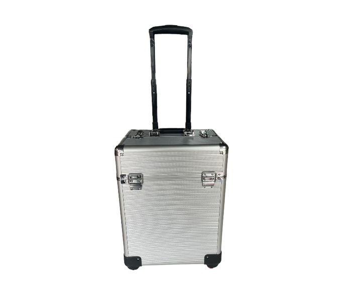 Silver Rolling Professional Aluminum Cosmetic Organizer