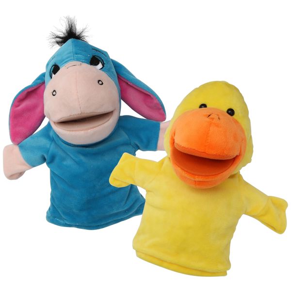 Animal Hand Puppets Set for Kids &amp; Adults, Soft Plush Toy with Movable Mouth