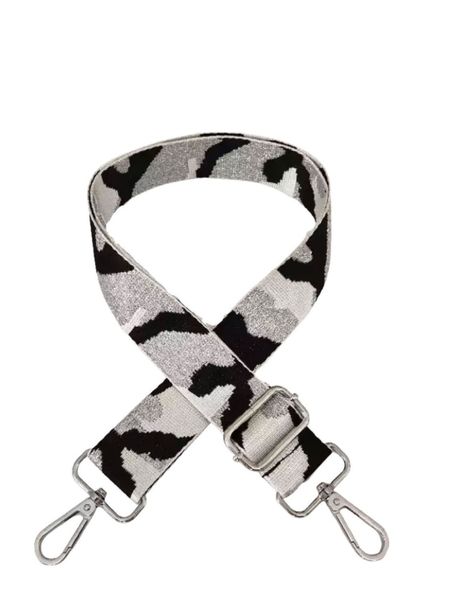 Detachable Bag Strap - Silver, White and Black Camo Print