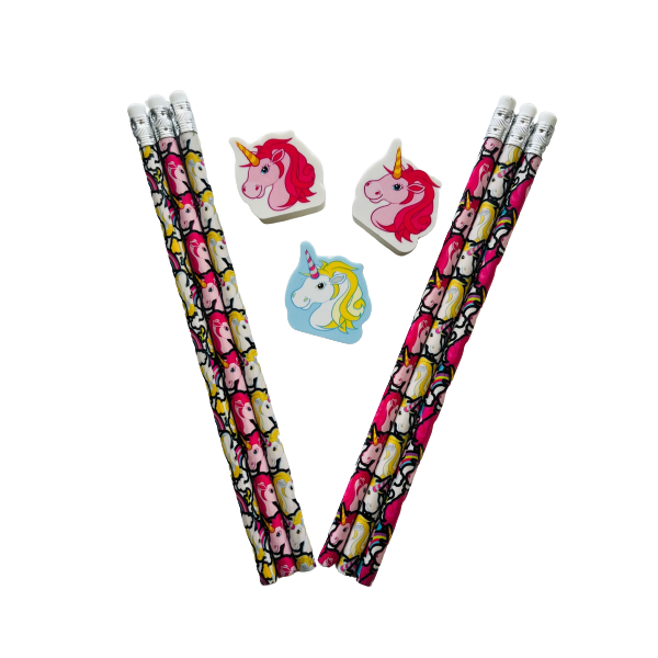 Magical Unicorn Pencils &amp; Erasers Stationery Set (Pack of 2)