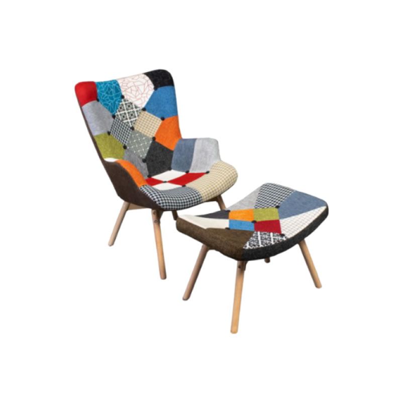 Colorful Mosaic Wingback Chair With Foot Stool Set LC113 | Shop Today ...