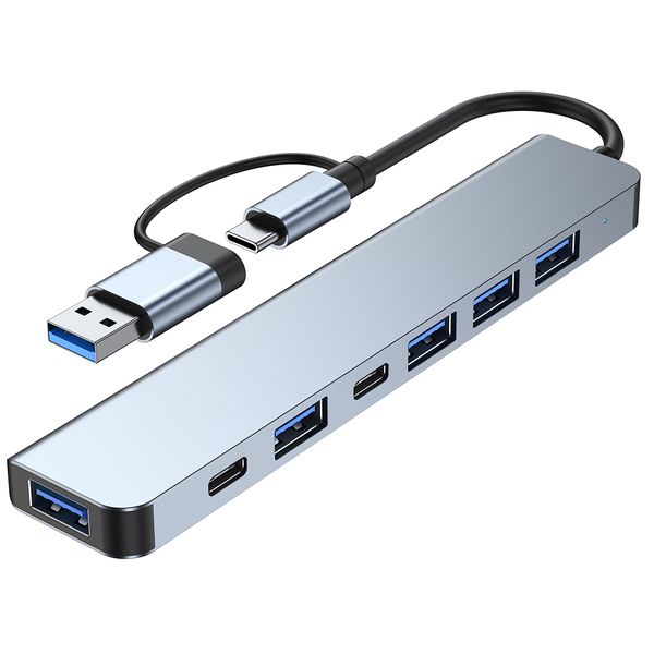 TechZA 7-in-2 USB-C &amp; USB A Hub with USB 3.0, USB C &amp; DC Power - TZ-HB09