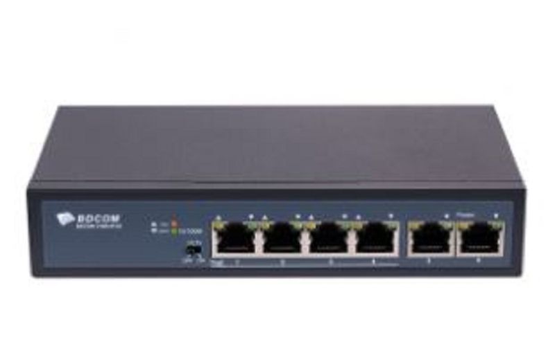 BDCOM 6-Port 10/100 POE switch (4 POE ports, 2 Base-T ports)