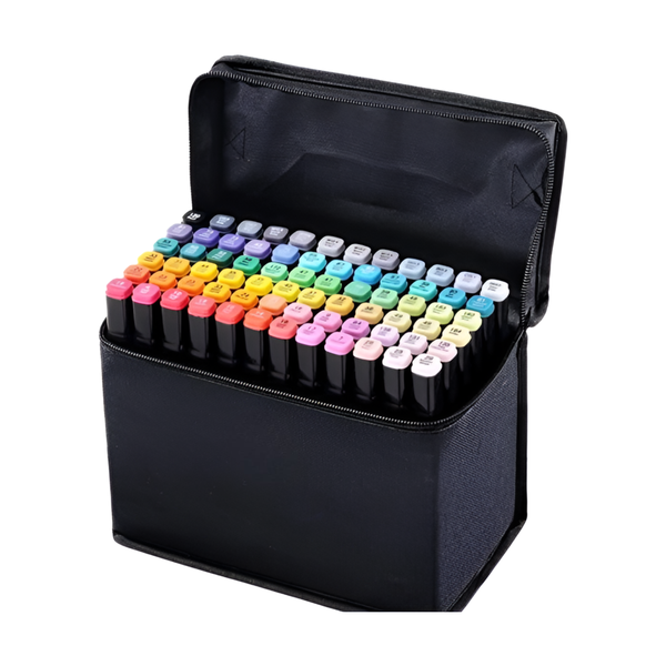 80-Piece Multi-Colored Portable Marker Pen Set with Carrying Bag