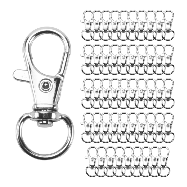 50 Pcs Swivel Clasps Lanyard Snap Hook, Lobster Claw Clasp Silver