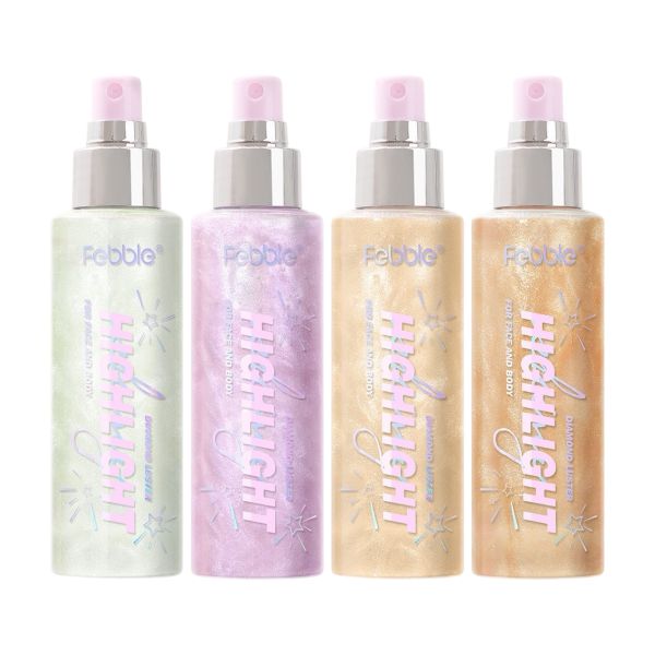 Set of 4 - Febble Diamond Luster Highlighter Shimmer Spray for Face &amp; Body