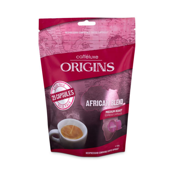Caffeluxe Origins Nespresso Compatible African Coffee Pods - 25 Bag