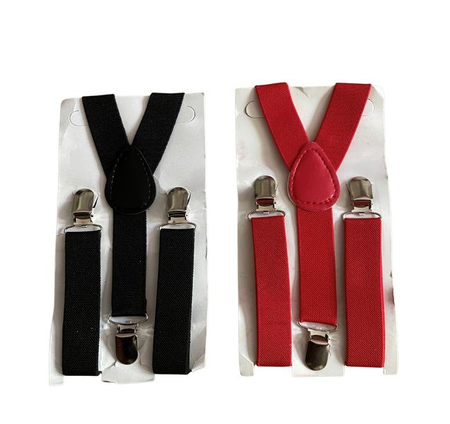 Kids Suspenders Black and Red Set