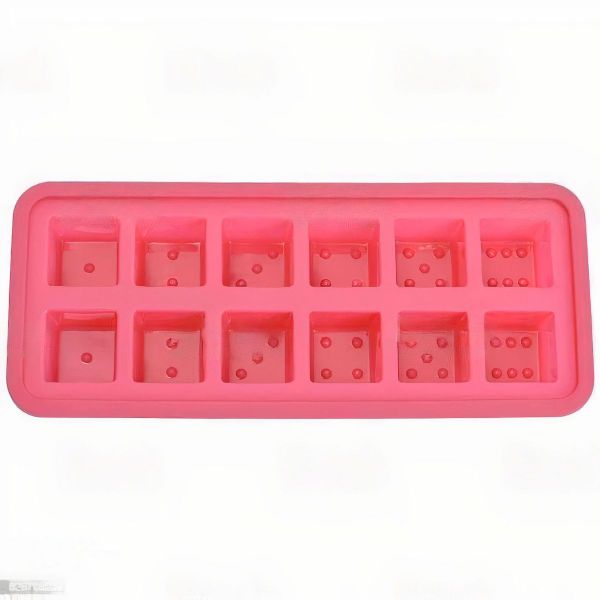 Ojees Homeware Silicon Ice Cube Tray With Dice Mold - 12 Cubes